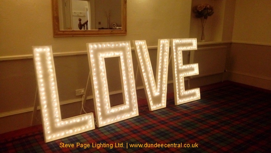 white large love sign hire